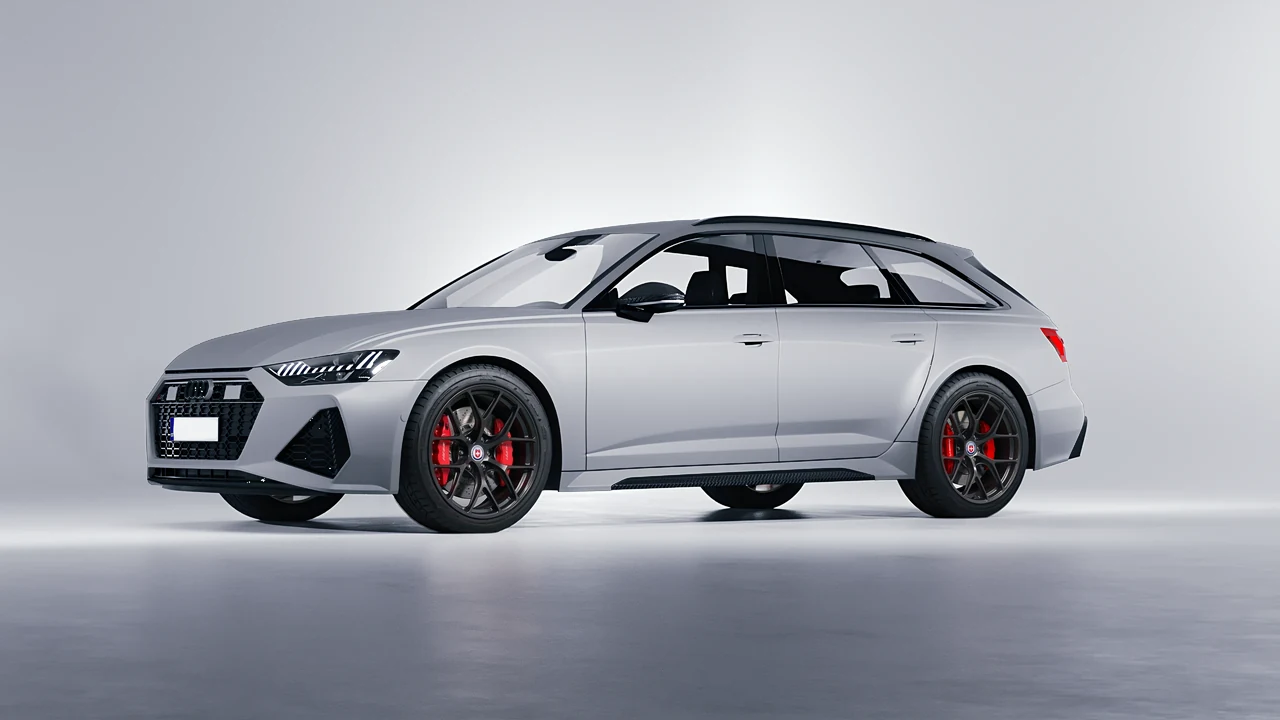 Audi RS6 Avant Performance 2023 on HRE Performance Wheels R161-Lightweight forged wheels, front three-quarter view