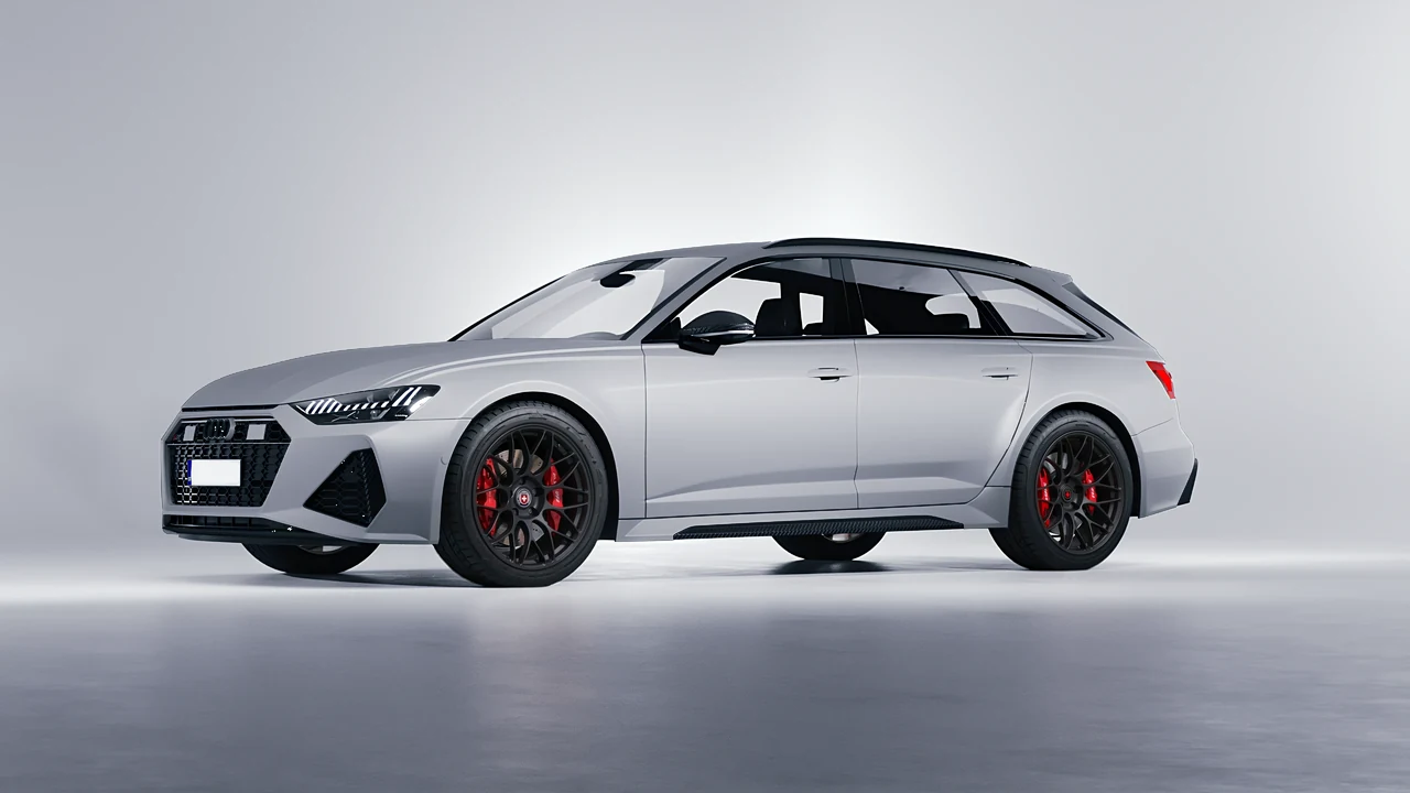 Audi RS6 Avant Performance 2023 on HRE Performance Wheels RC100 forged wheels, front three-quarter view