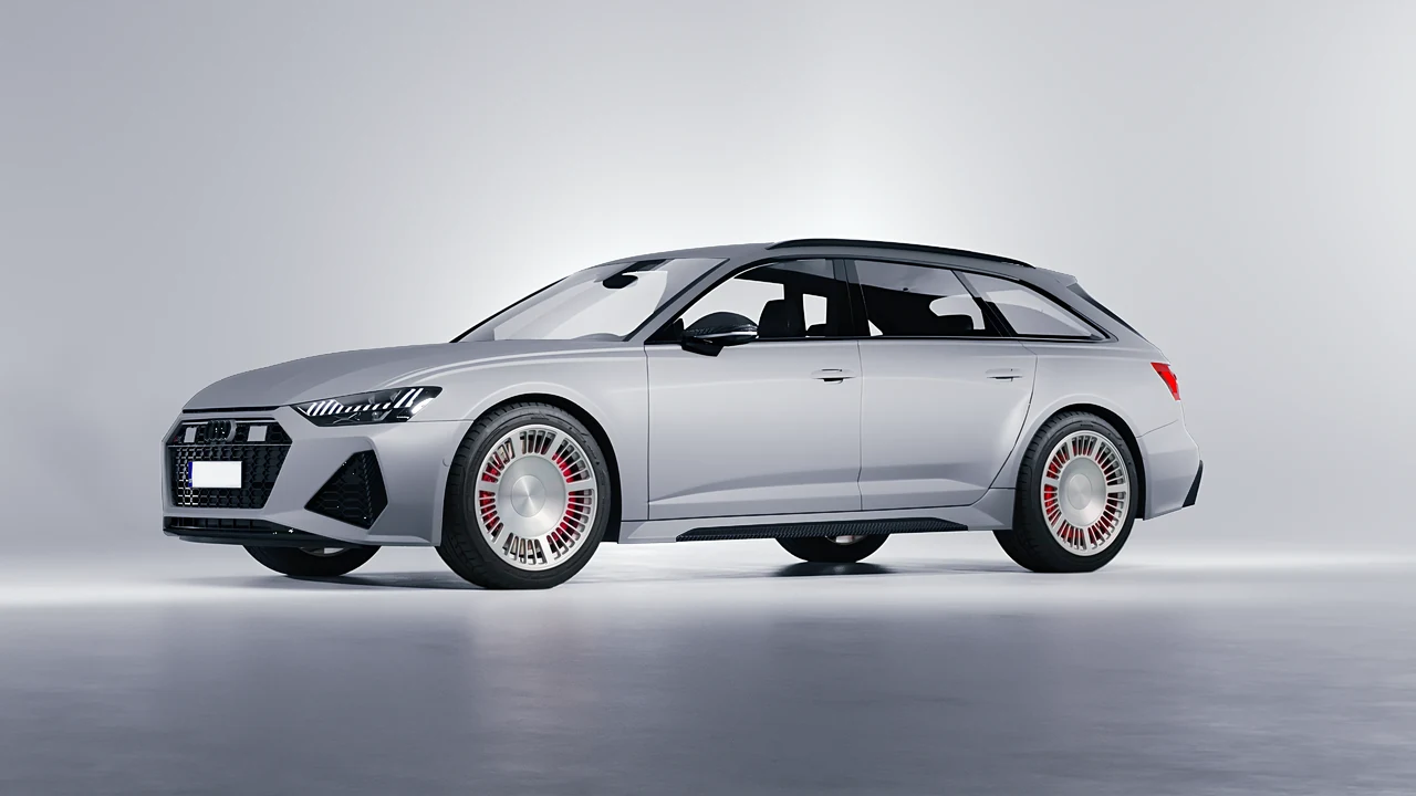 Audi RS6 Avant Performance 2023 on RDB LA Masterpiece forged wheels, front three-quarter view