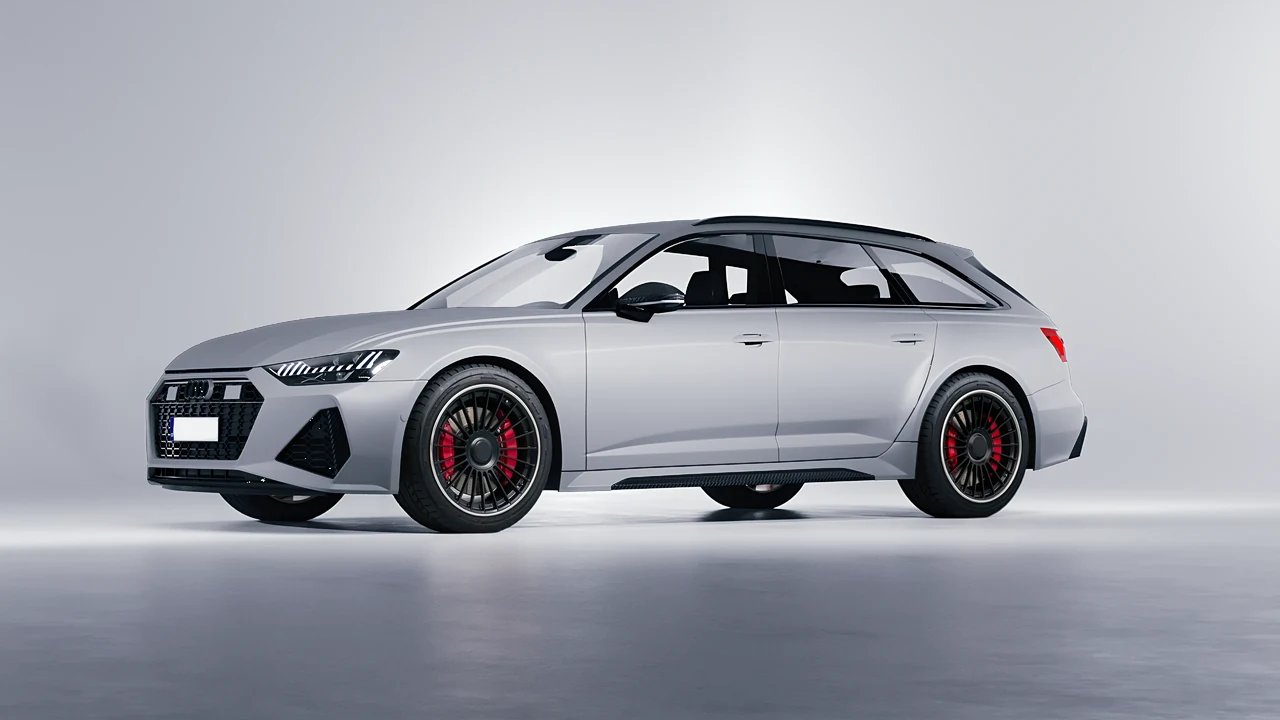 Audi RS6 Avant Performance 2023 on RDB LA Twenty Two forged wheels, front three-quarter view