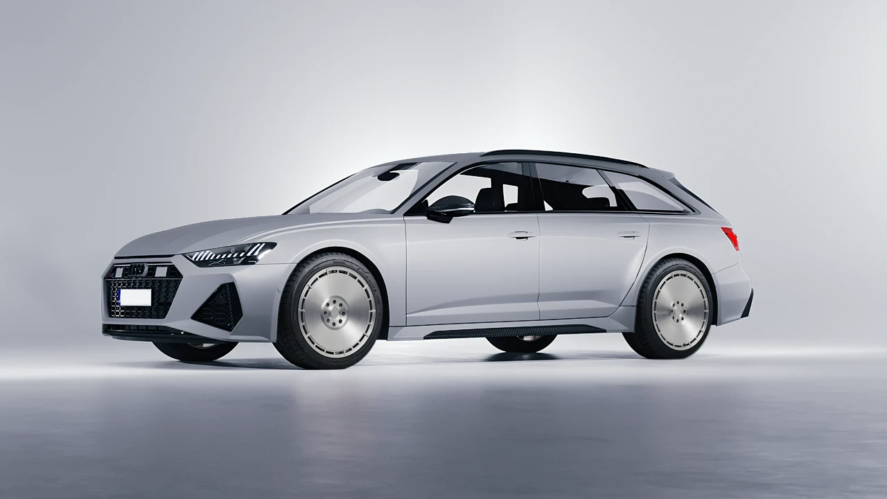 Audi RS6 Avant Performance 2023 on RDB LA Zero forged wheels, front three-quarter view