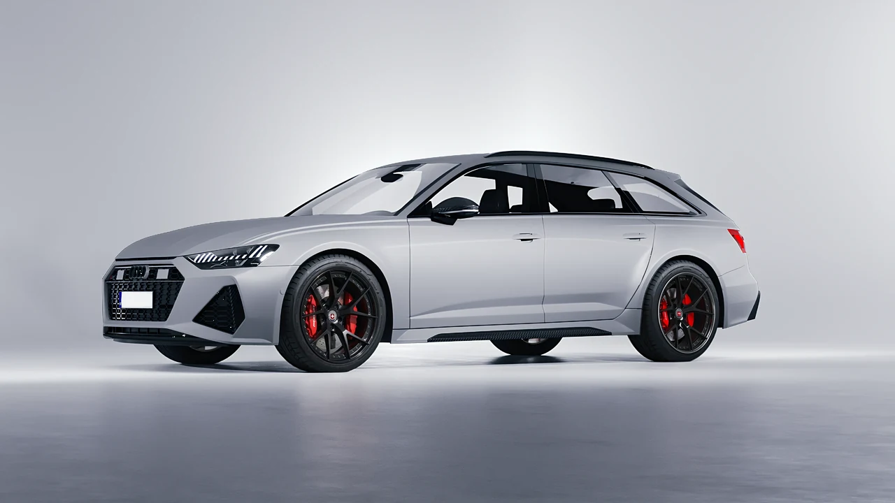 Audi RS6 Avant Performance 2023 on HRE Performance Wheels S101 forged wheels, front three-quarter view