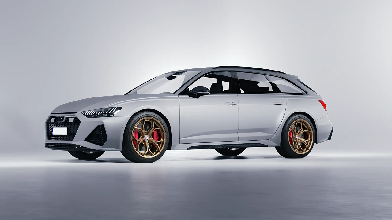 Audi RS6 Avant Performance 2023 on HRE Performance Wheels S111SC forged wheels, front three-quarter view