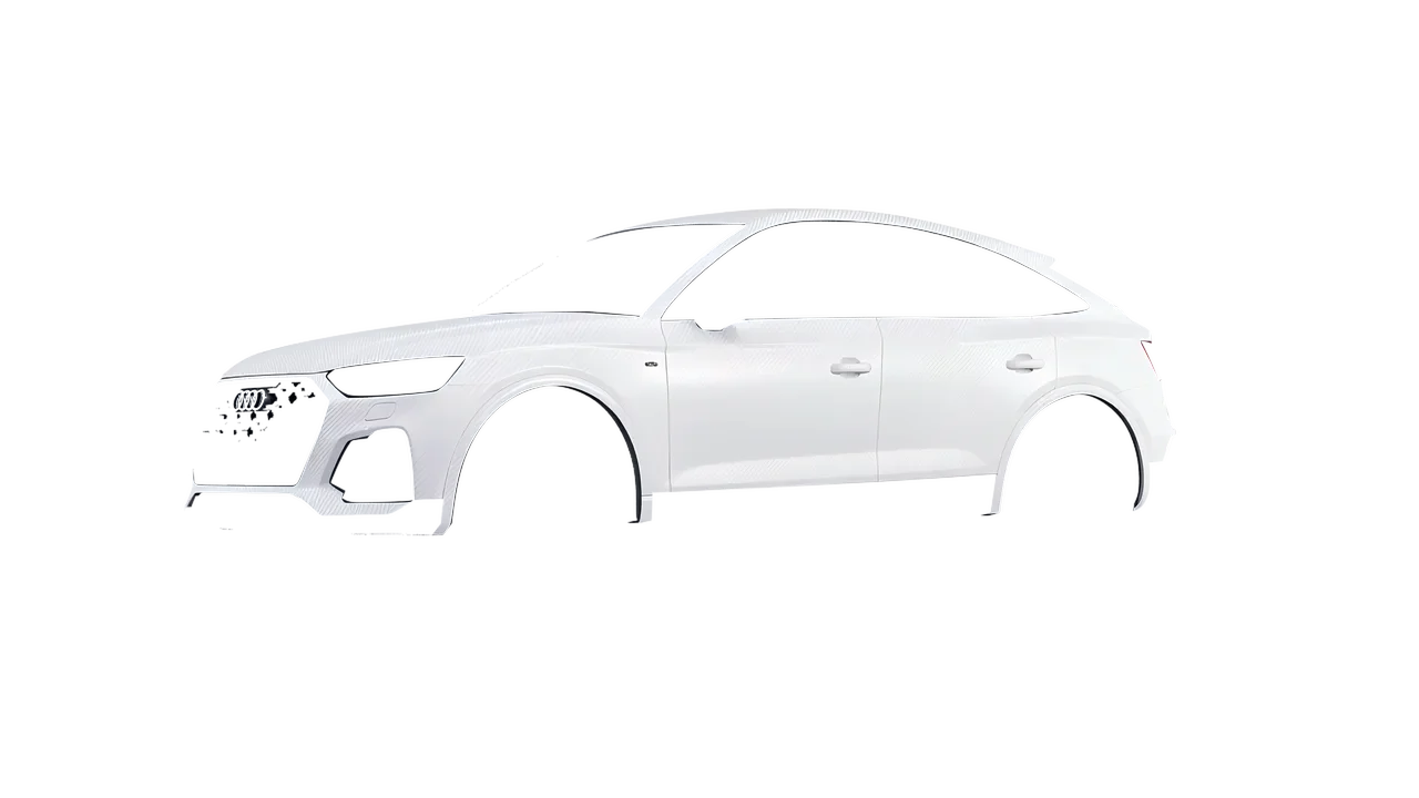 Audi SQ5 Sportback 2021 wrapped in Carbon Fiber White (Avery Dennison SW900-115-X), front three-quarter view