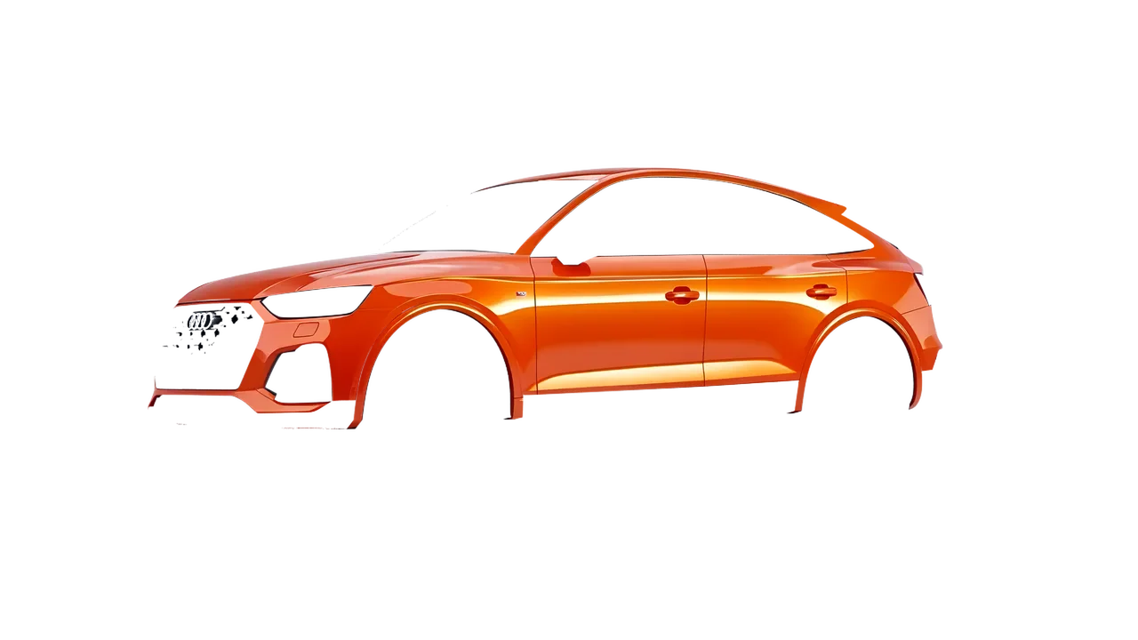 Audi SQ5 Sportback 2021 wrapped in Fiery Orange (3M G364), front three-quarter view