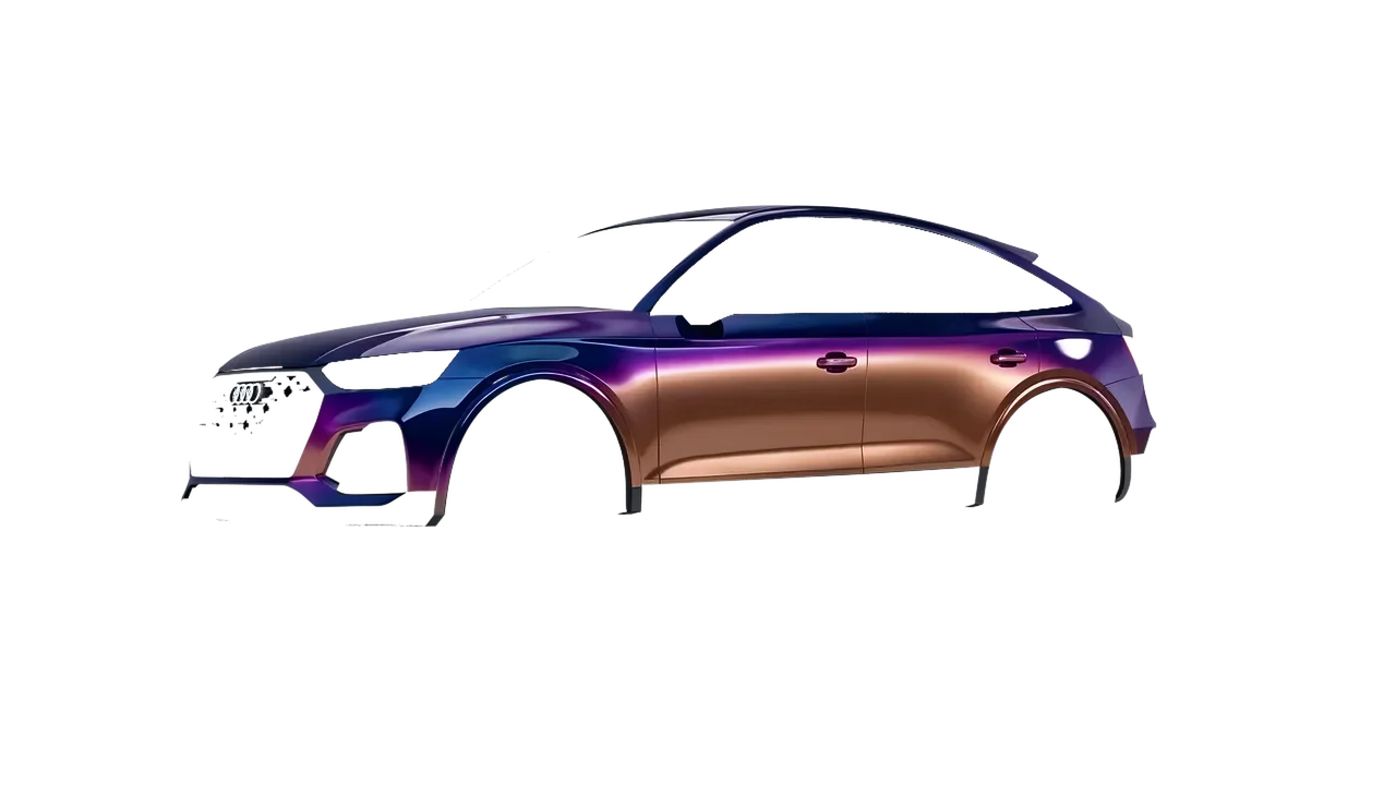 Audi SQ5 Sportback 2021 wrapped in Gloss Flip Deep Space (3M GP278), front three-quarter view