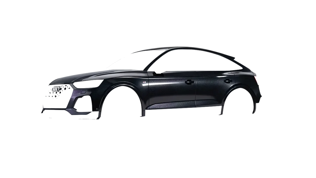 Audi SQ5 Sportback 2021 wrapped in Mystery Black (Avery Dennison SW900-184-M), front three-quarter view