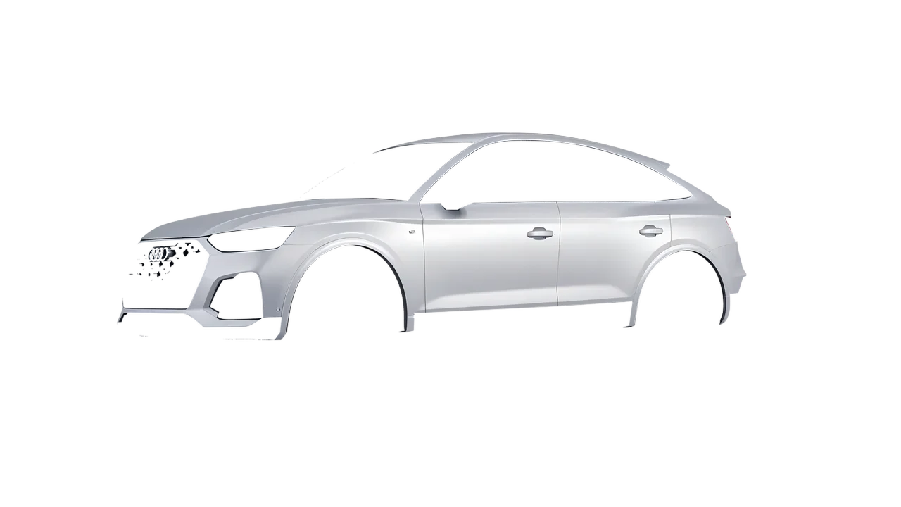Audi SQ5 Sportback 2021 wrapped in Matte Silver (3M M21), front three-quarter view
