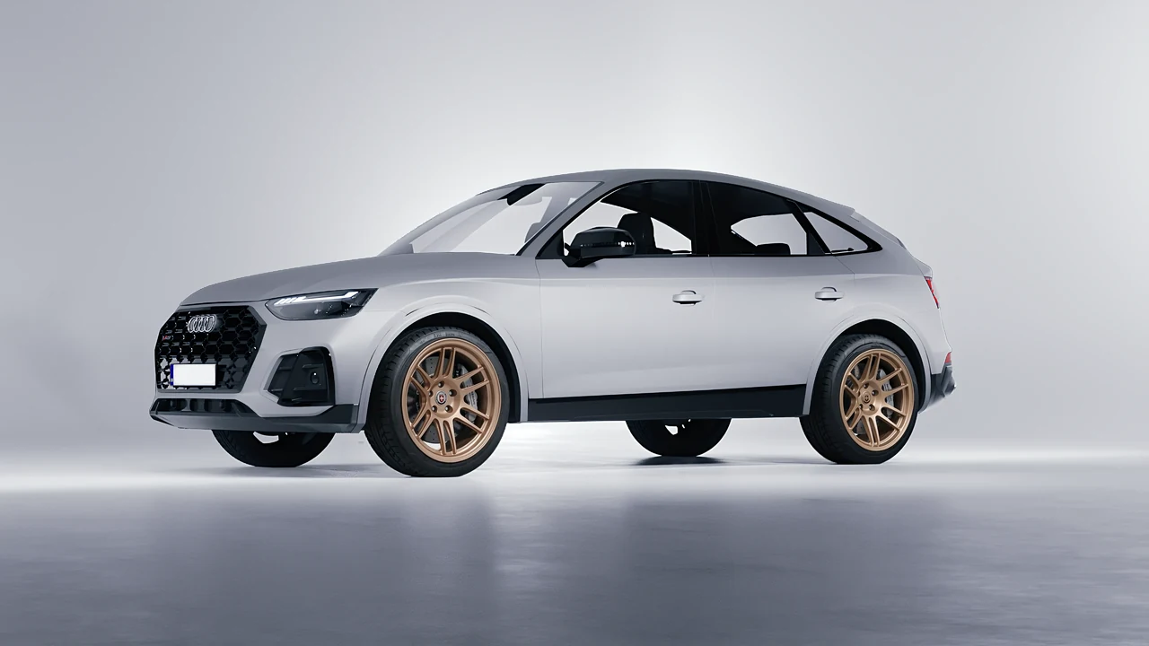 Audi SQ5 Sportback 2021 on HRE Performance Wheels 312-GTS forged wheels, front three-quarter view