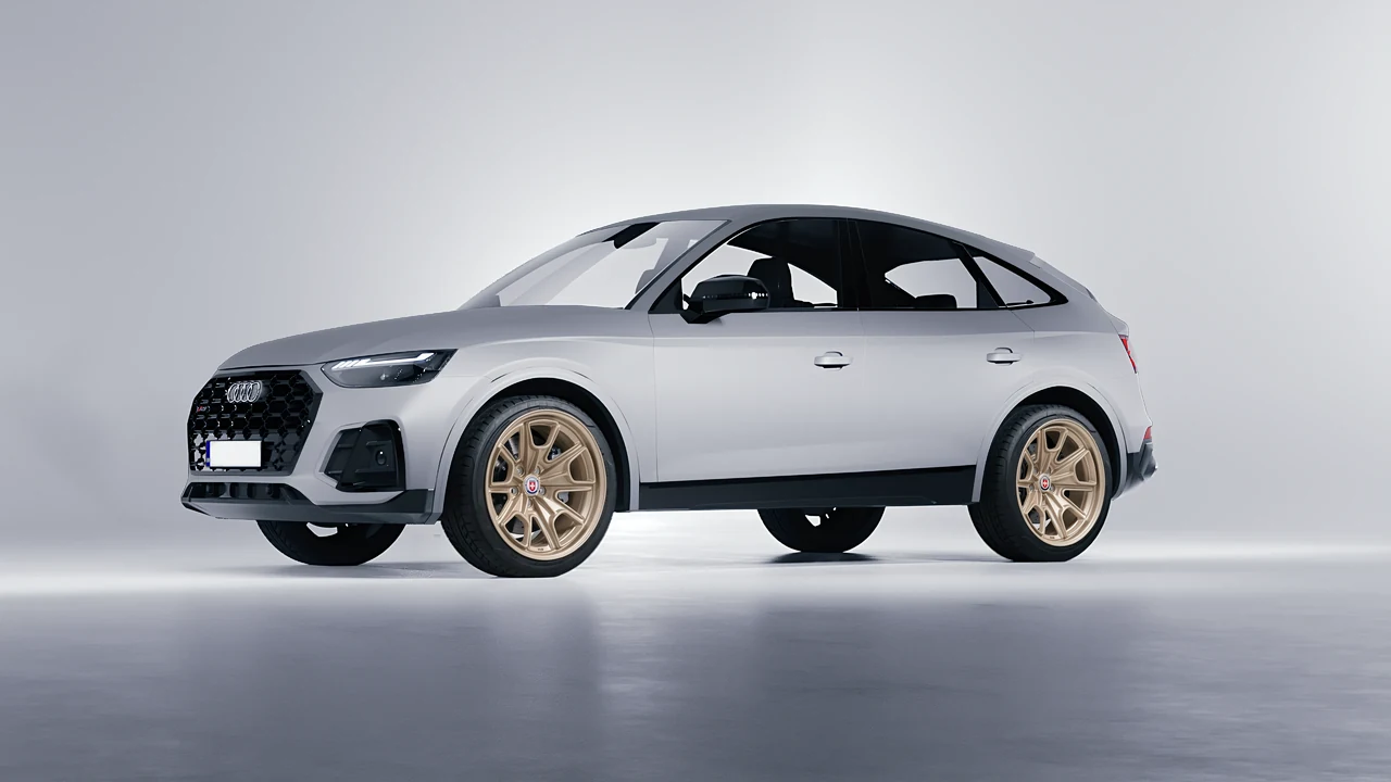 Audi SQ5 Sportback 2021 on HRE Performance Wheels 427M forged wheels, front three-quarter view
