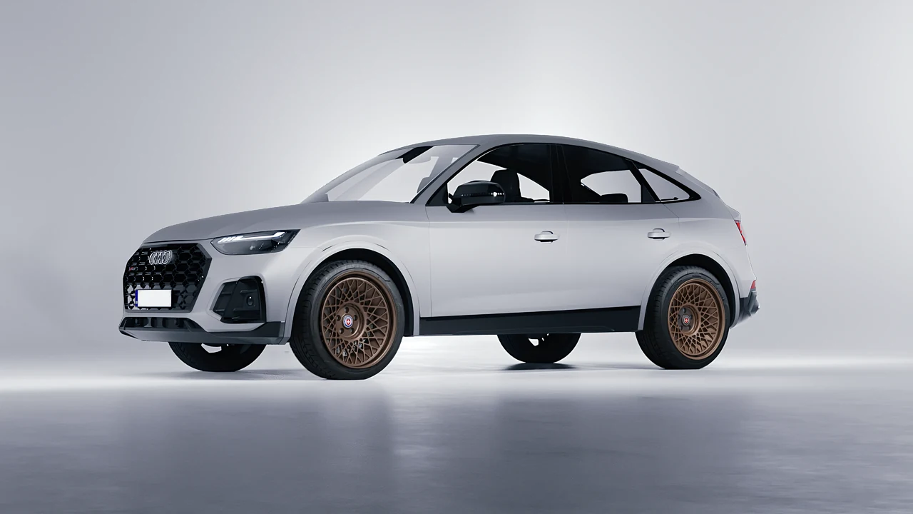 Audi SQ5 Sportback 2021 on HRE Performance Wheels 501-GTM forged wheels, front three-quarter view