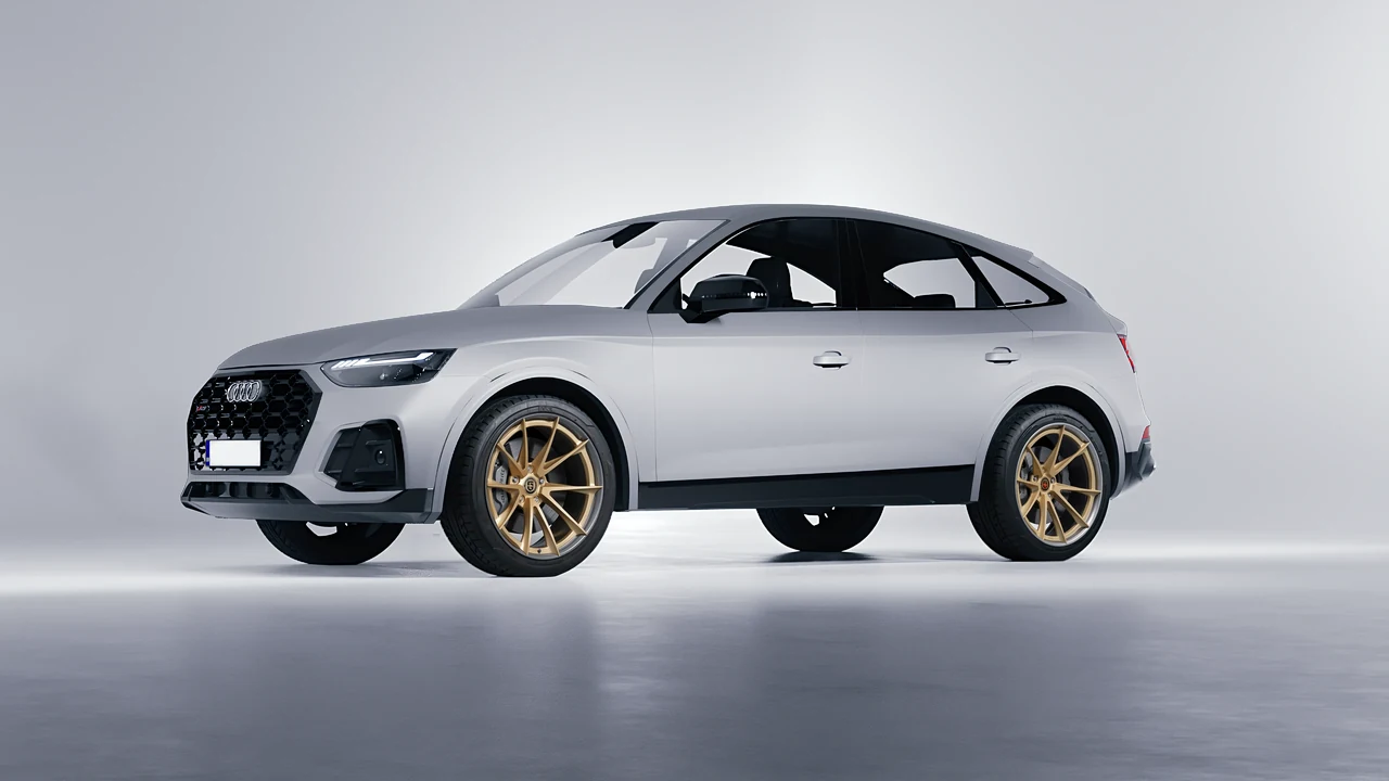 Audi SQ5 Sportback 2021 on HRE Performance Wheels S204H forged wheels, front three-quarter view