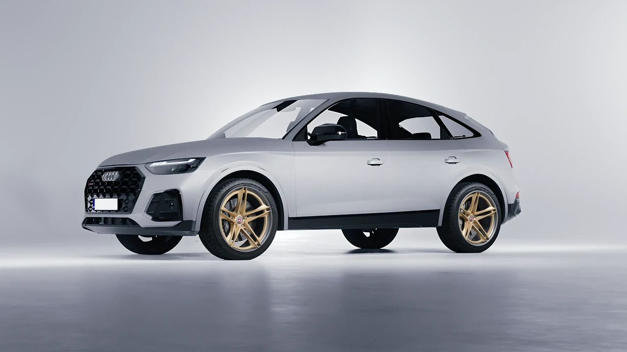 Audi SQ5 Sportback 2021 on HRE Performance Wheels S207H forged wheels, front three-quarter view
