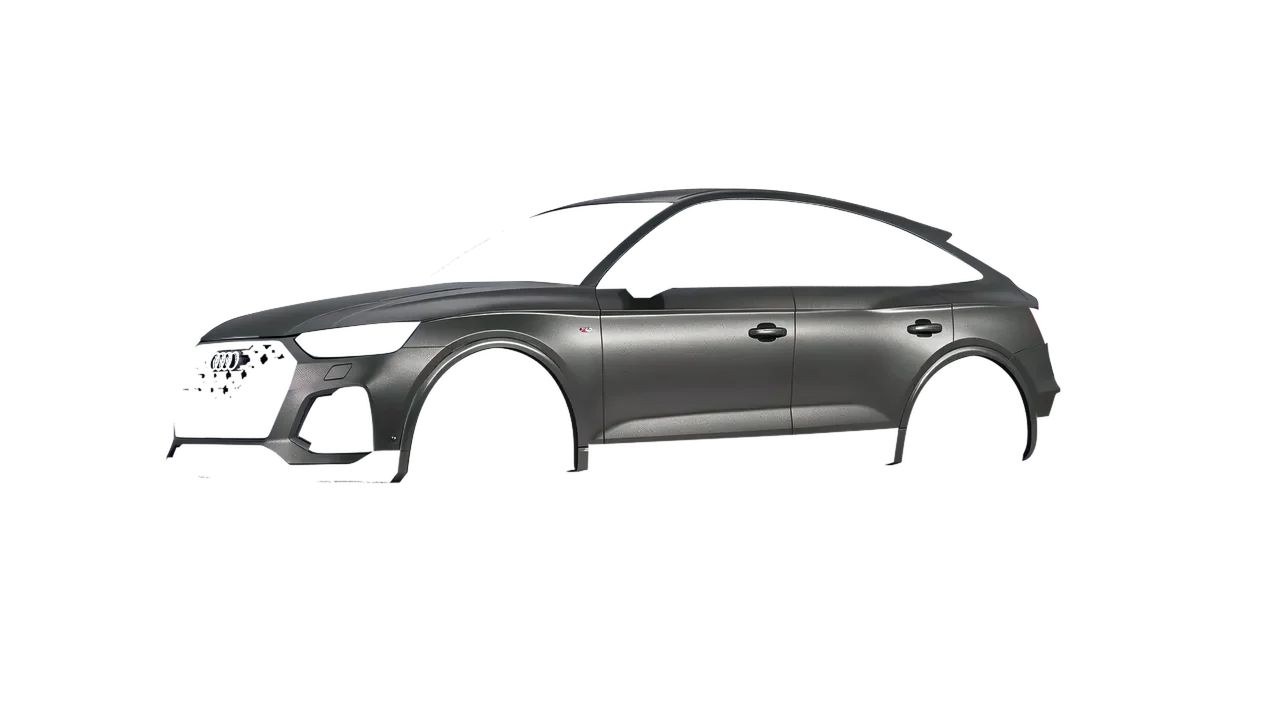 Audi SQ5 Sportback 2021 wrapped in Black Rock Grey (Avery Dennison SW900-823-M), front three-quarter view
