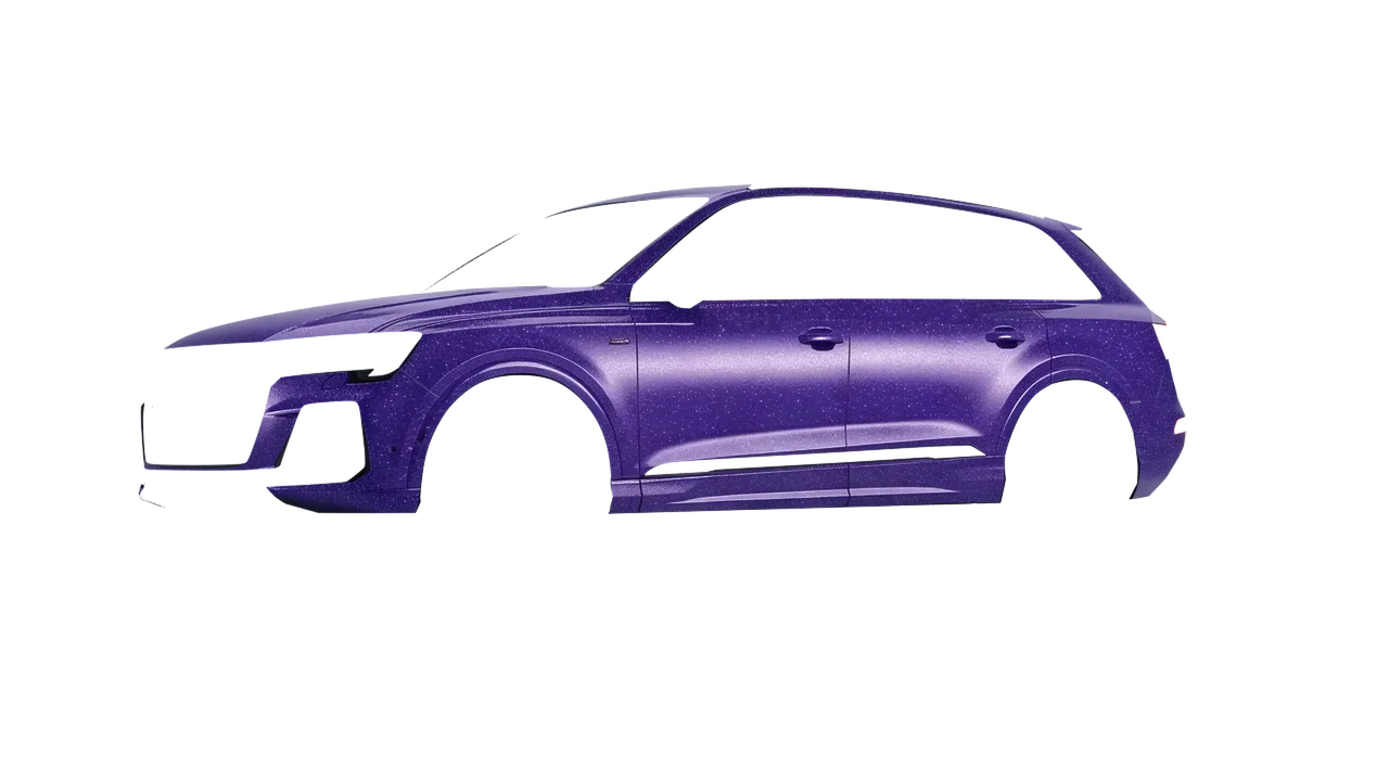 Audi SQ7 2024 wrapped in Purple (Avery Dennison SW900-587-D), front three-quarter view