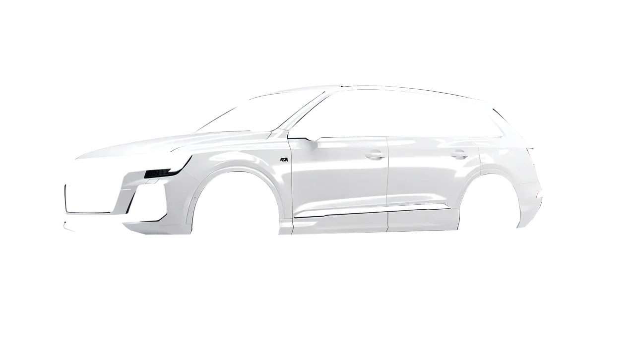 Audi SQ7 2024 wrapped in Gloss White (3M G10), front three-quarter view