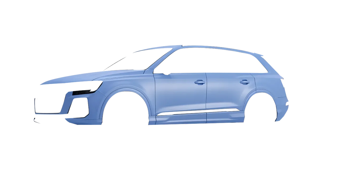 Audi SQ7 2024 wrapped in Dreamline Blue (Avery Dennison SW900-616-O), front three-quarter view