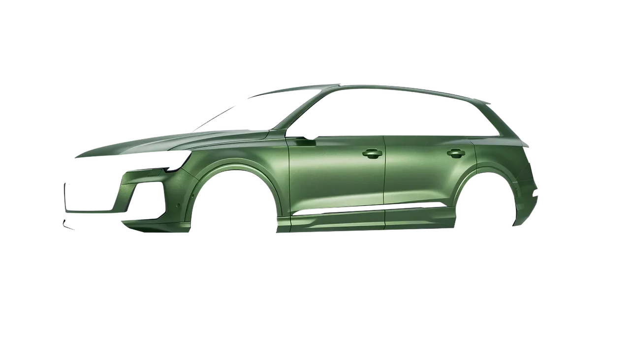 Audi SQ7 2024 wrapped in Apple Green (Avery Dennison SW900-745-M), front three-quarter view