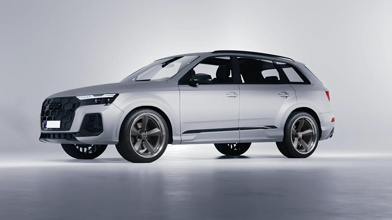 Audi SQ7 2024 on HRE Performance Wheels 105 forged wheels, front three-quarter view