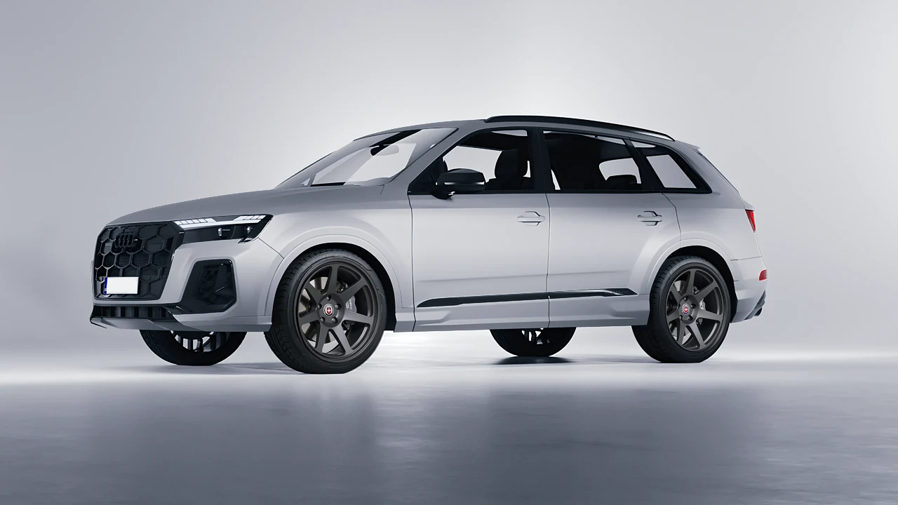 Audi SQ7 2024 on HRE Performance Wheels 307-GT forged wheels, front three-quarter view