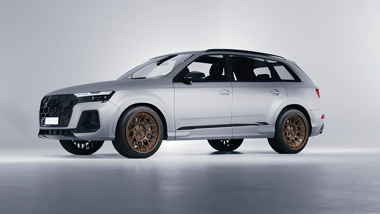 Audi SQ7 2024 on HRE Performance Wheels 500-GTM forged wheels, front three-quarter view