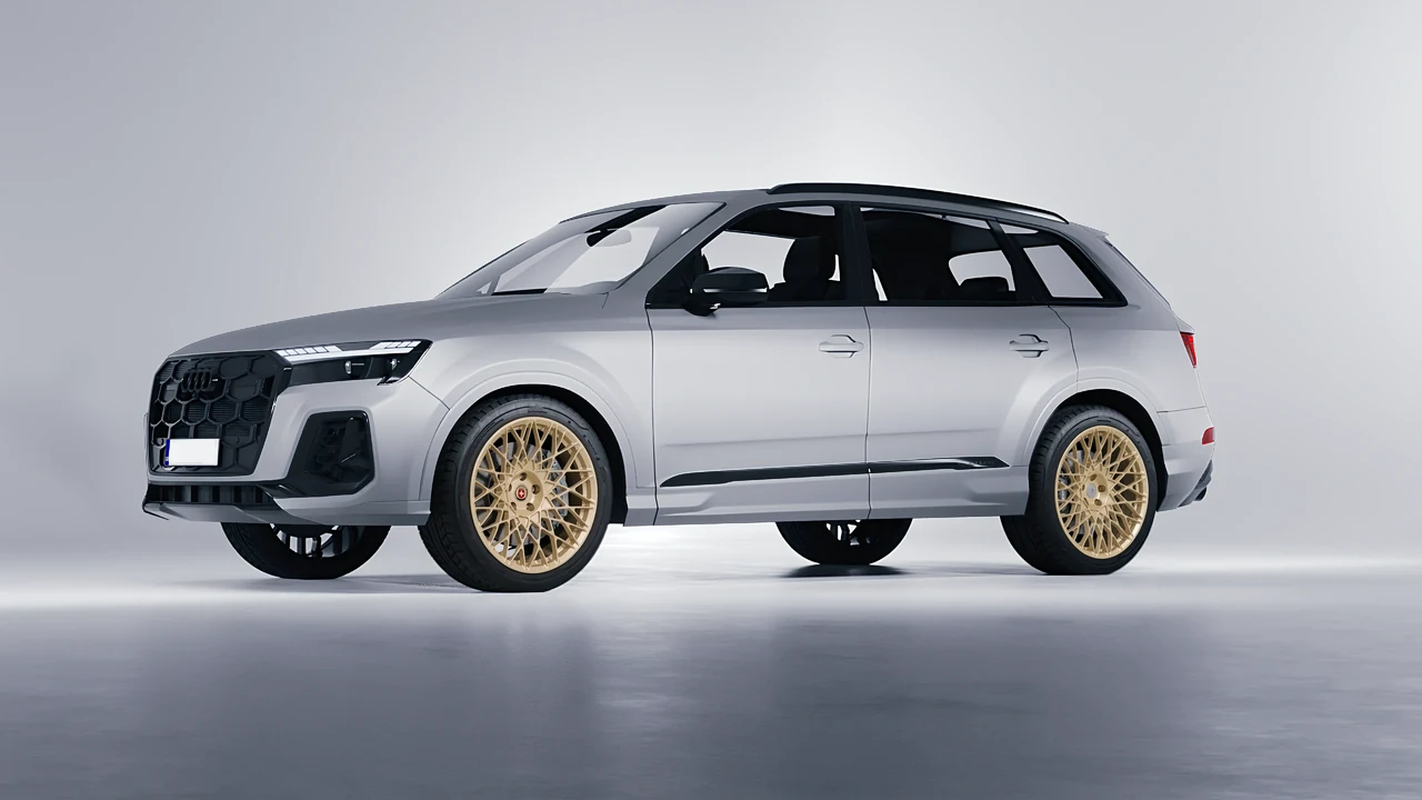 Audi SQ7 2024 on HRE Performance Wheels 501M forged wheels, front three-quarter view