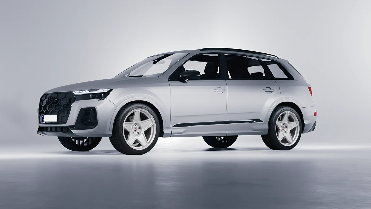 Audi SQ7 2024 on HRE Performance Wheels 505M forged wheels, front three-quarter view