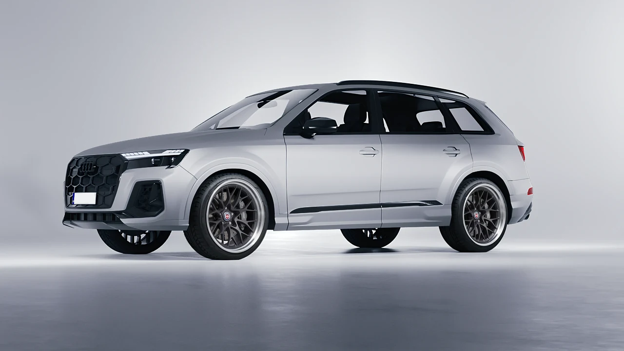 Audi SQ7 2024 on HRE Performance Wheels 520 forged wheels, front three-quarter view