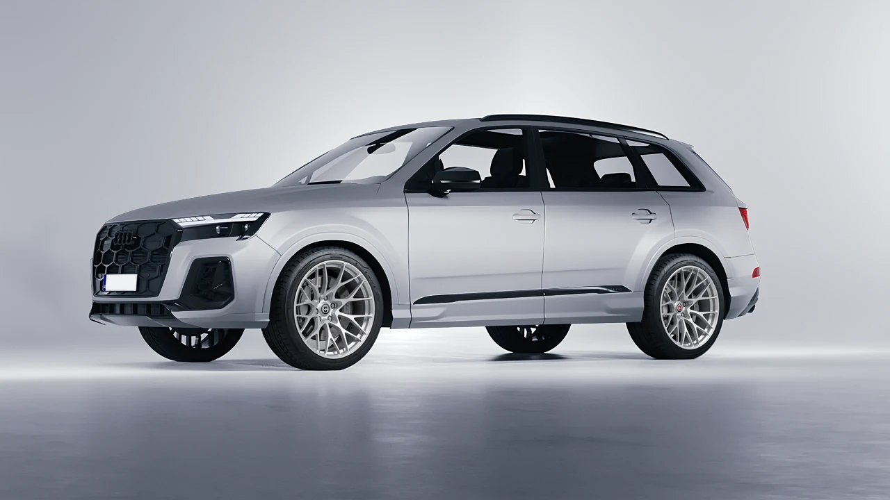 Audi SQ7 2024 on HRE Performance Wheels 520M forged wheels, front three-quarter view