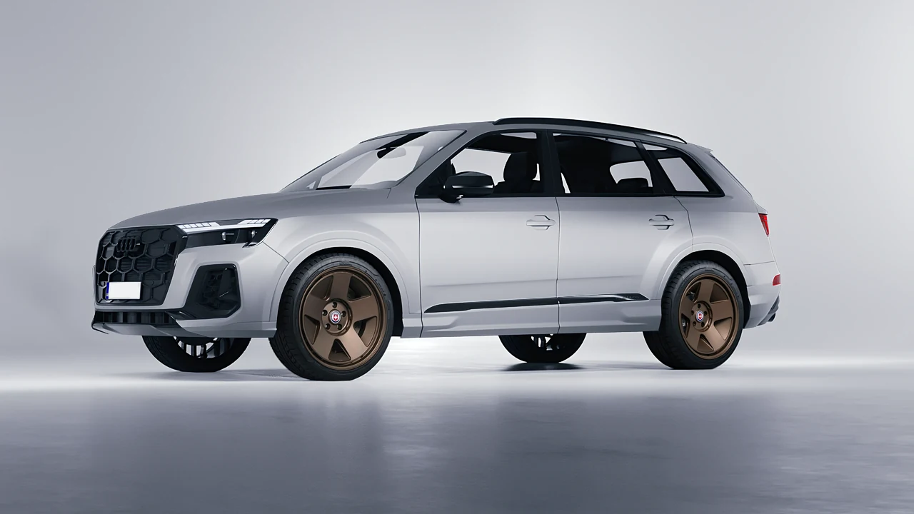 Audi SQ7 2024 on HRE Performance Wheels 555-GTM forged wheels, front three-quarter view
