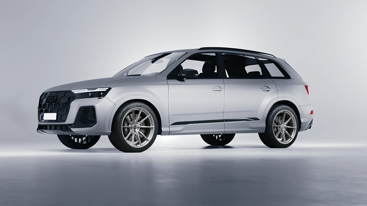 Audi SQ7 2024 on HRE Performance Wheels P104SC forged wheels, front three-quarter view
