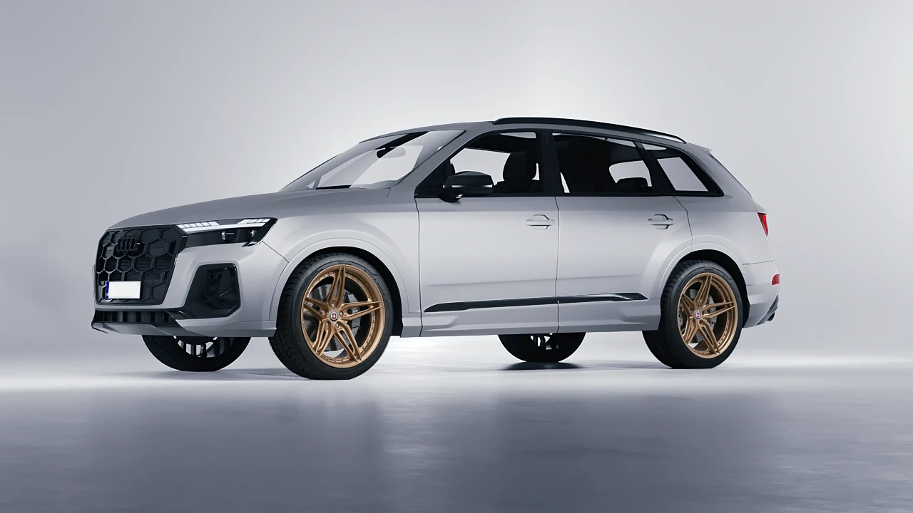 Audi SQ7 2024 on HRE Performance Wheels S107SC forged wheels, front three-quarter view