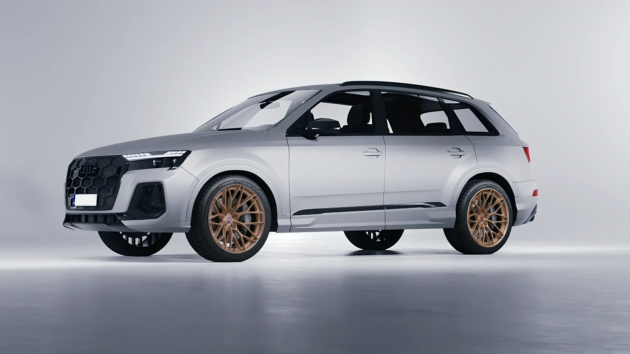 Audi SQ7 2024 on HRE Performance Wheels S200H forged wheels, front three-quarter view