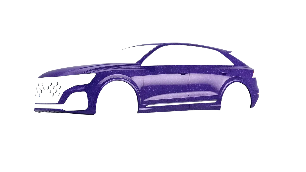 Audi SQ8 2024 wrapped in Purple (Avery Dennison SW900-587-D), front three-quarter view