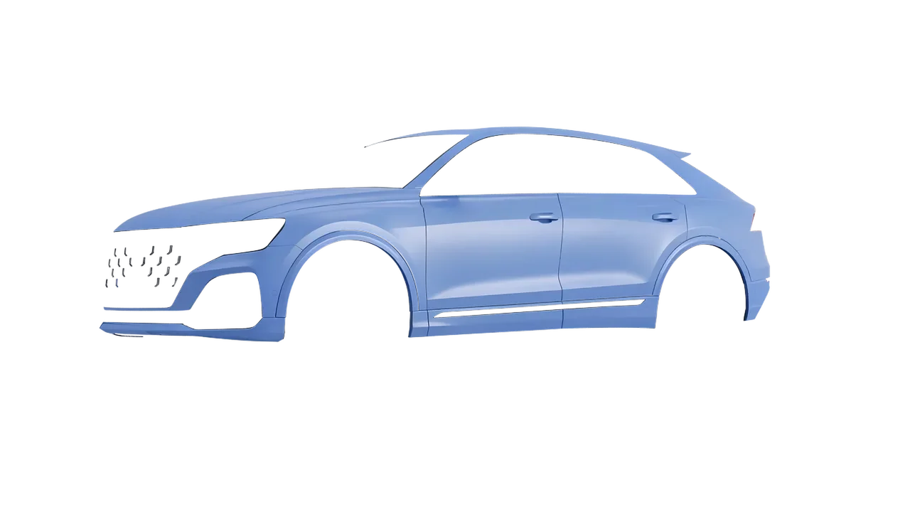 Audi SQ8 2024 wrapped in Dreamline Blue (Avery Dennison SW900-616-O), front three-quarter view