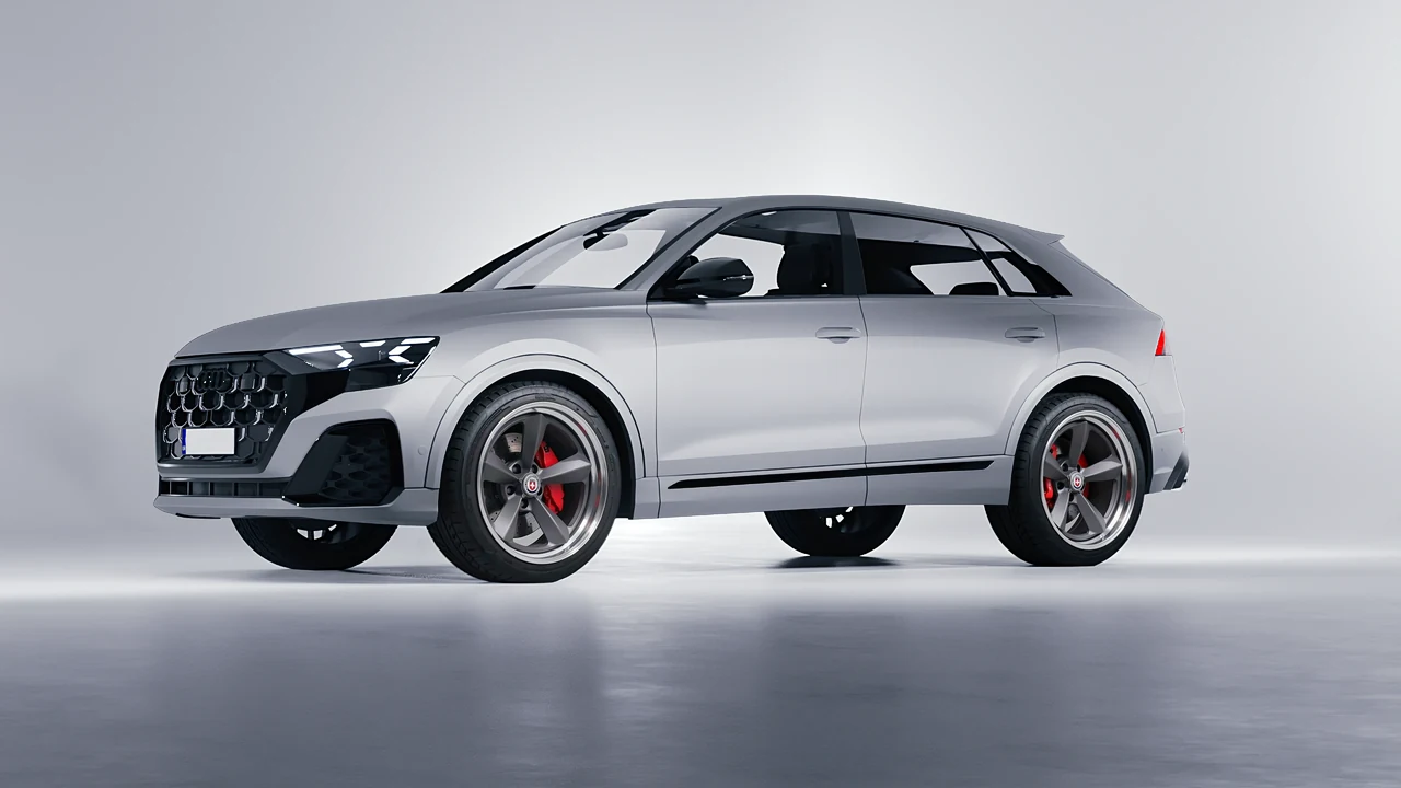 Audi SQ8 2024 on HRE Performance Wheels 105 forged wheels, front three-quarter view