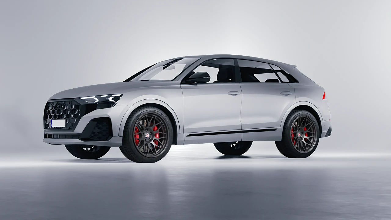 Audi SQ8 2024 on HRE Performance Wheels 300-GT forged wheels, front three-quarter view