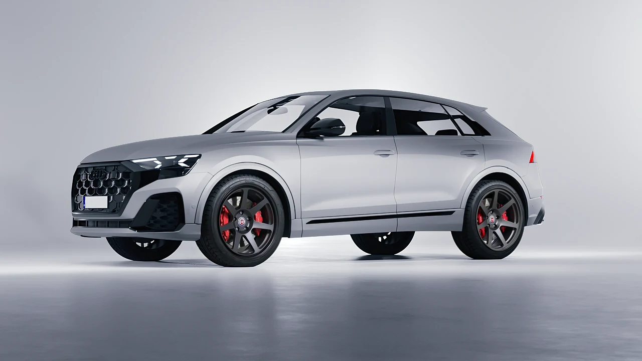 Audi SQ8 2024 on HRE Performance Wheels 307-GT forged wheels, front three-quarter view