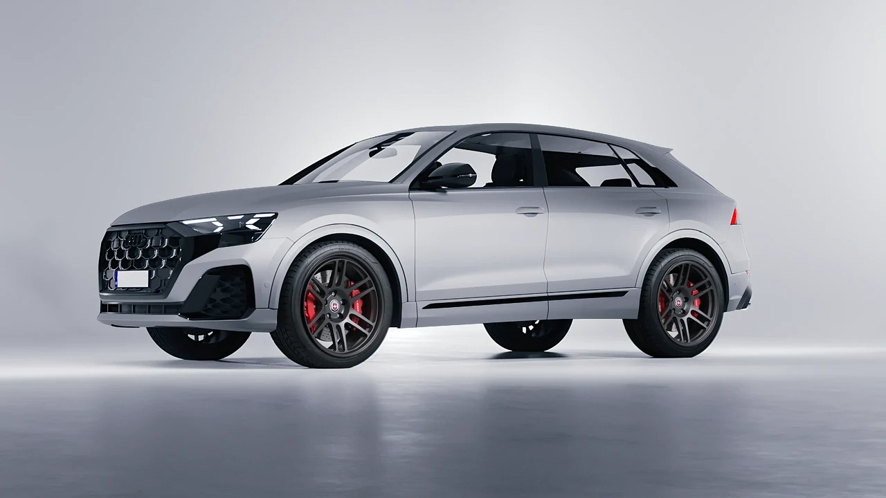 Audi SQ8 2024 on HRE Performance Wheels 312-GT forged wheels, front three-quarter view
