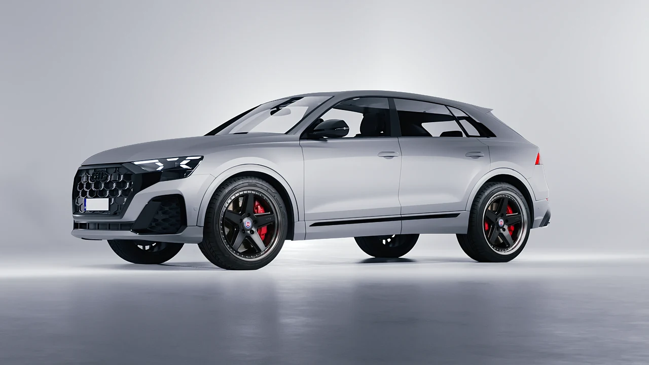 Audi SQ8 2024 on HRE Performance Wheels 517 forged wheels, front three-quarter view
