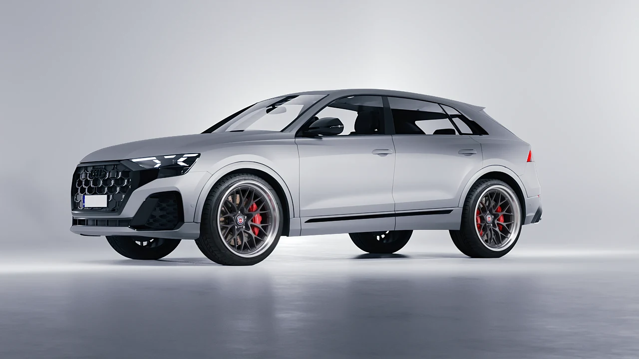 Audi SQ8 2024 on HRE Performance Wheels 520 forged wheels, front three-quarter view