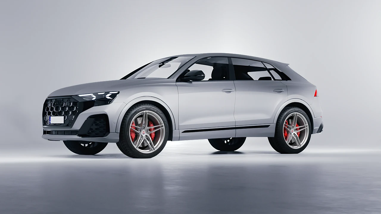 Audi SQ8 2024 on HRE Performance Wheels P107 forged wheels, front three-quarter view