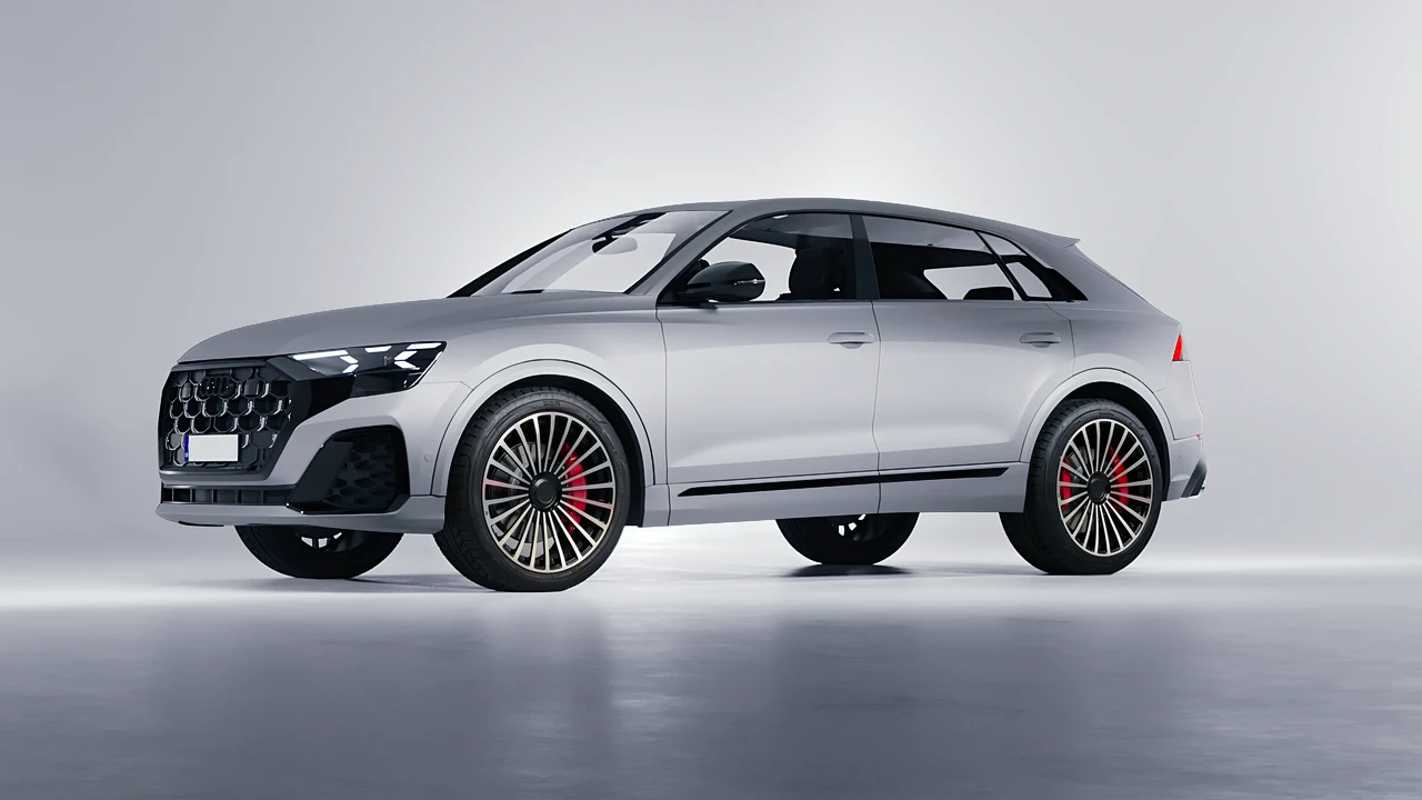 Audi SQ8 2024 on RDB LA Twenty Three forged wheels, front three-quarter view