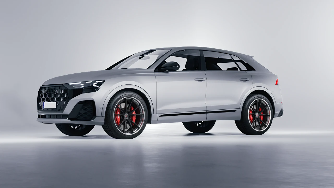 Audi SQ8 2024 on HRE Performance Wheels S104 forged wheels, front three-quarter view