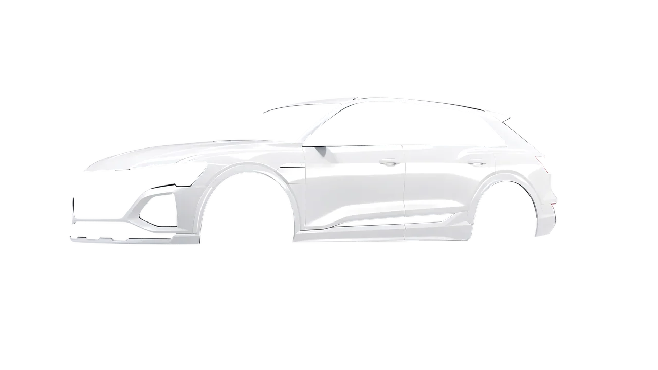 Audi SQ8 e-tron 2024 wrapped in Gloss White (3M G10), front three-quarter view