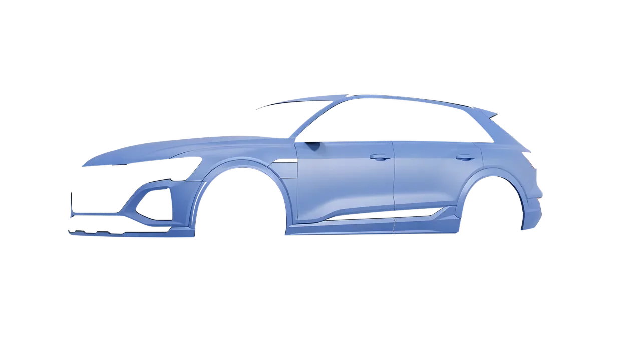 Audi SQ8 e-tron 2024 wrapped in Dreamline Blue (Avery Dennison SW900-616-O), front three-quarter view