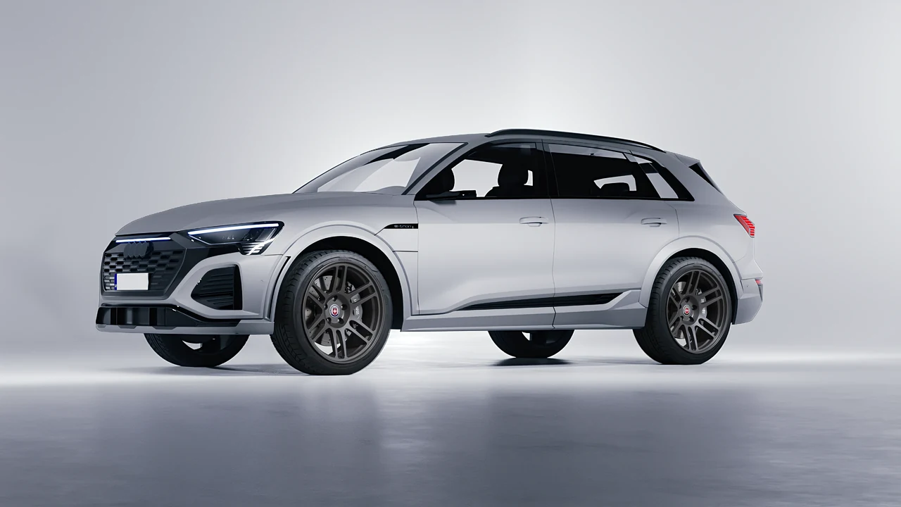 Audi SQ8 e-tron 2024 on HRE Performance Wheels 312-GT forged wheels, front three-quarter view
