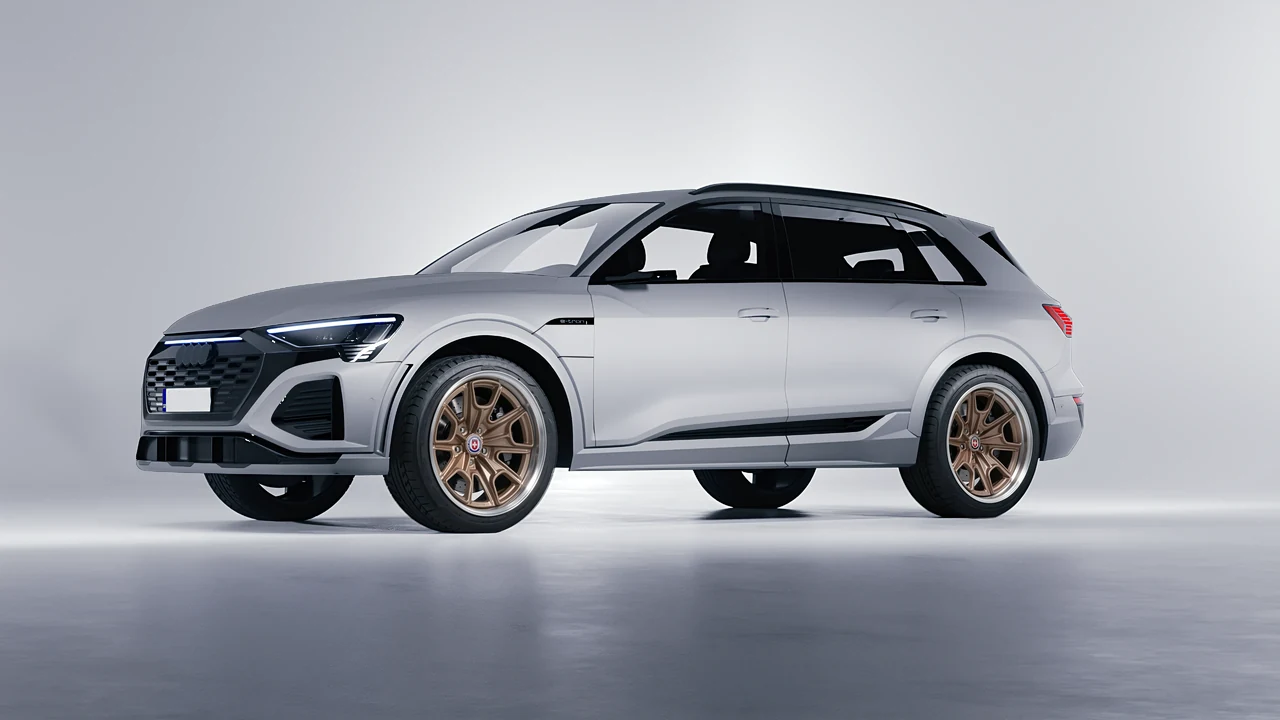 Audi SQ8 e-tron 2024 on HRE Performance Wheels 427 forged wheels, front three-quarter view