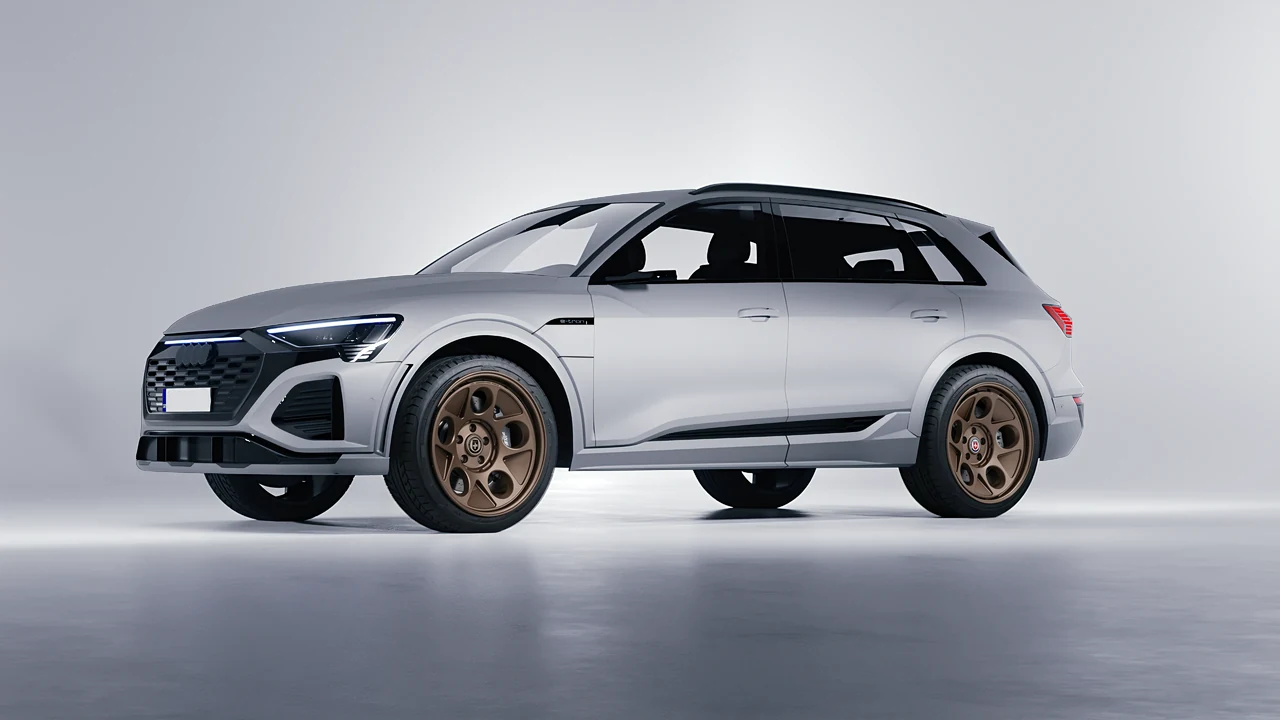 Audi SQ8 e-tron 2024 on HRE Performance Wheels 454-GTM forged wheels, front three-quarter view