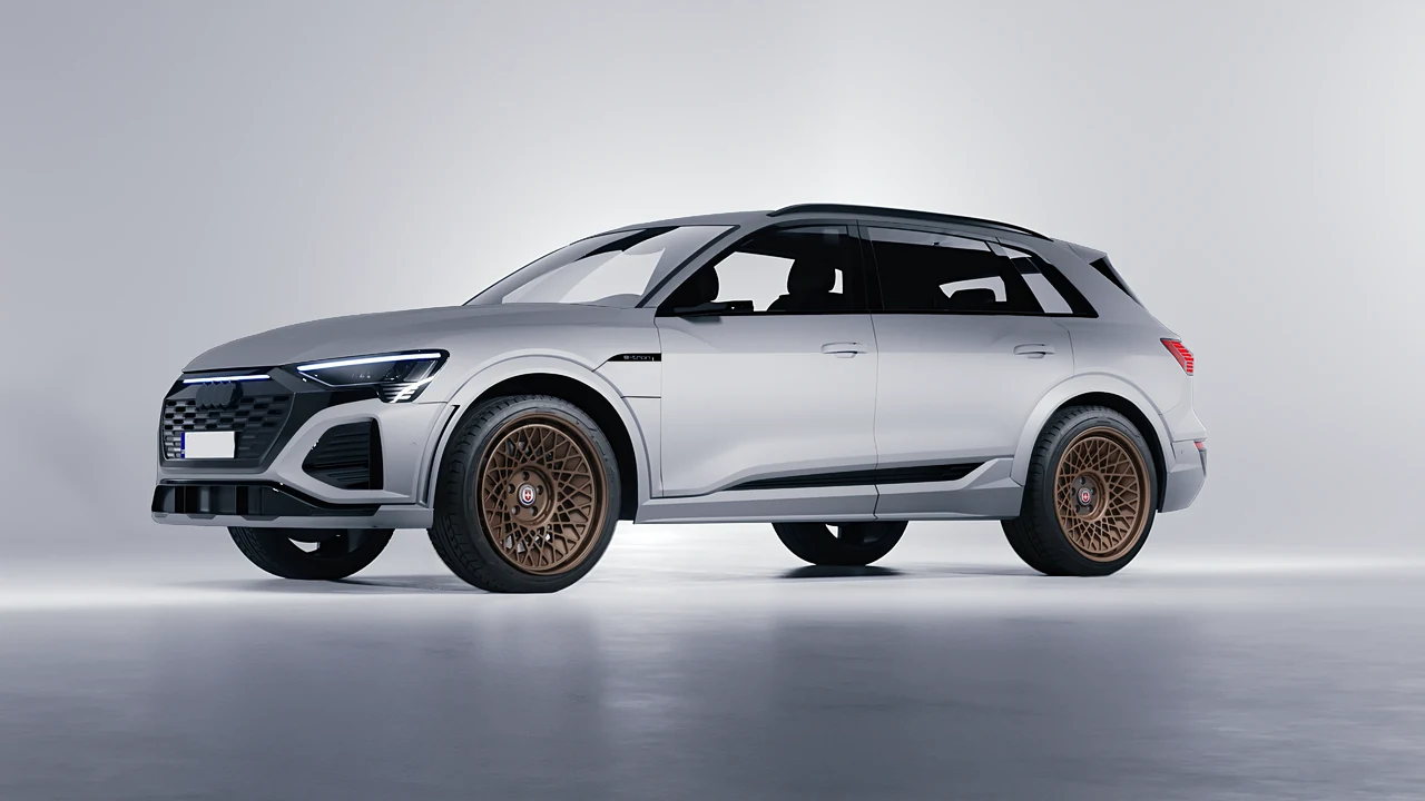 Audi SQ8 e-tron 2024 on HRE Performance Wheels 501-GTM forged wheels, front three-quarter view